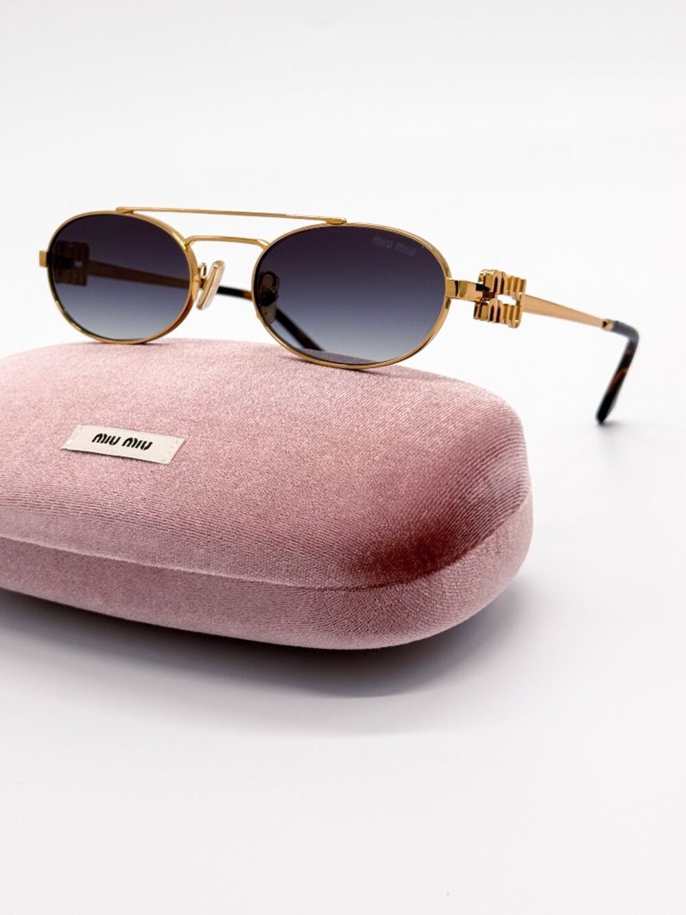 NEW MIU MIU SUNGLASSES MU54ZS 7OE5D1 WOMEN GOLD/GRAY MU 54ZS, SMU 54Z EYEWEAR